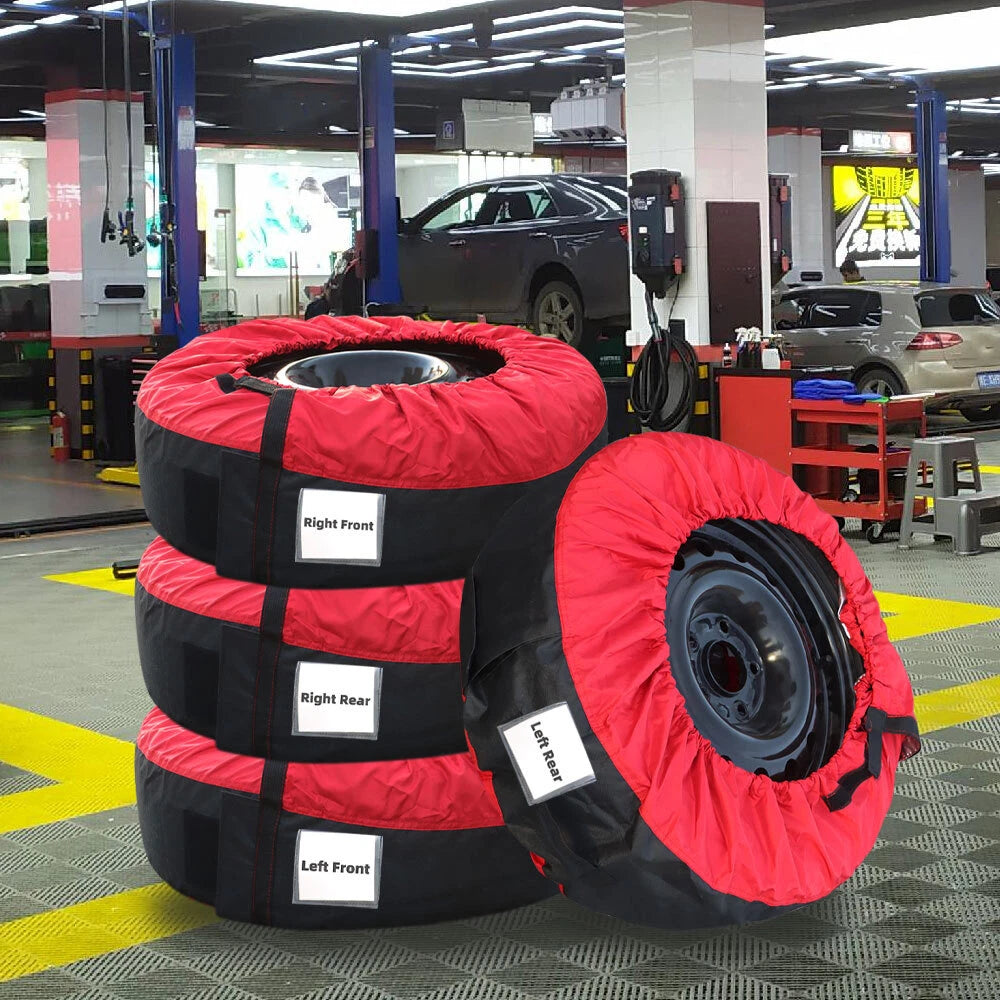 Set of 4 Tire Covers for Red and Black (420D/600D)