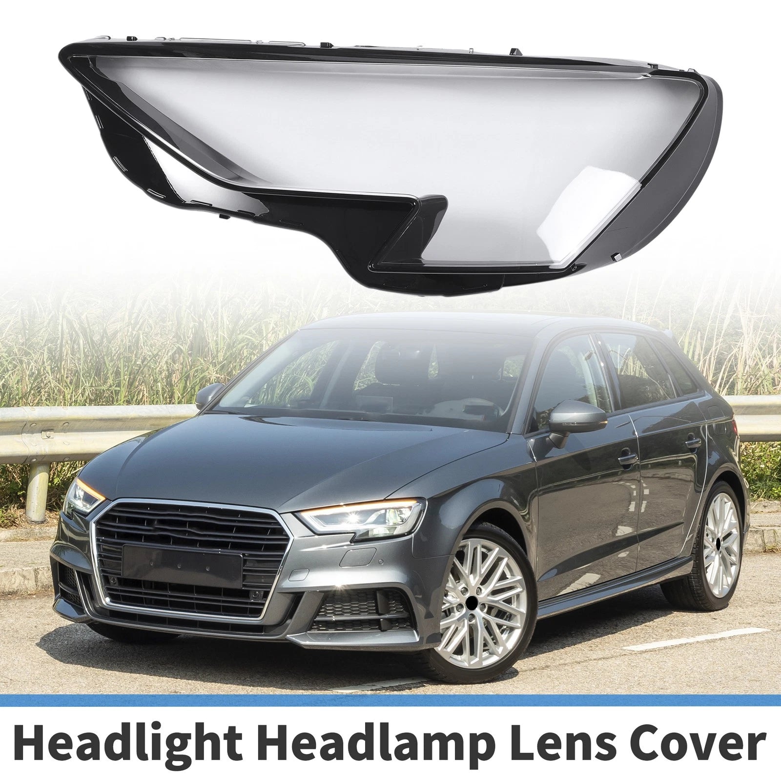 1 Pc Headlight Lens Cover for Audi A3 (2020–2022) Black