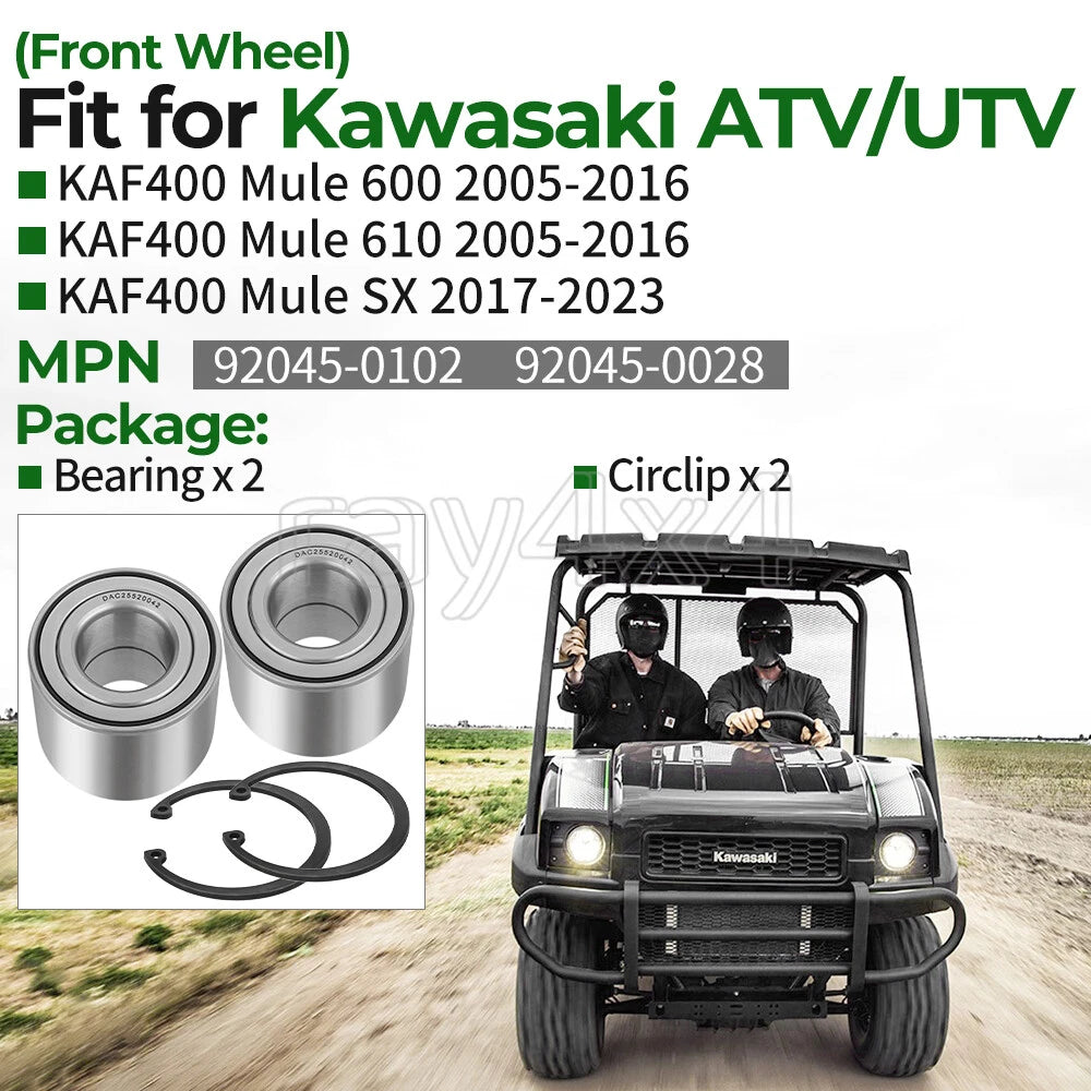 2X Front Wheel Ball Bearing for Kawasaki Mule 600 610 SX (92045-0102, 92045-0028)