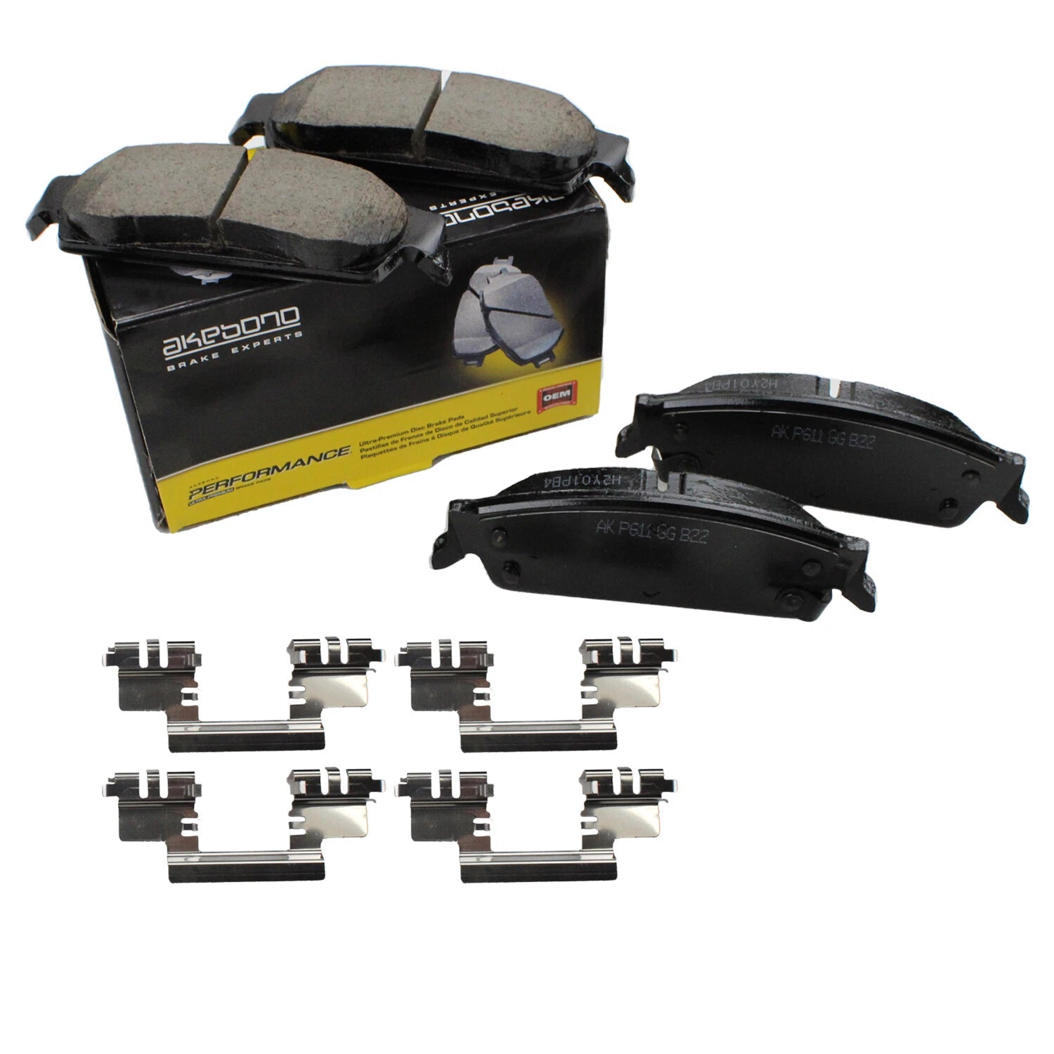 Set of 4 Akebono Rear Ceramic Slotted Brake Pads for Cadillac Chevrolet GMC