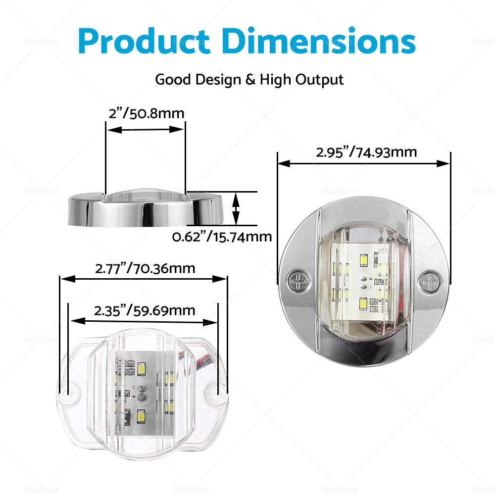 4X Round LED Cabin Deck Courtesy Lights for Marine 12V