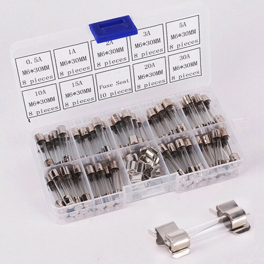 Fuse Kit 72pcs Glass Tube 250V 6x30mm Assorted Ceramic