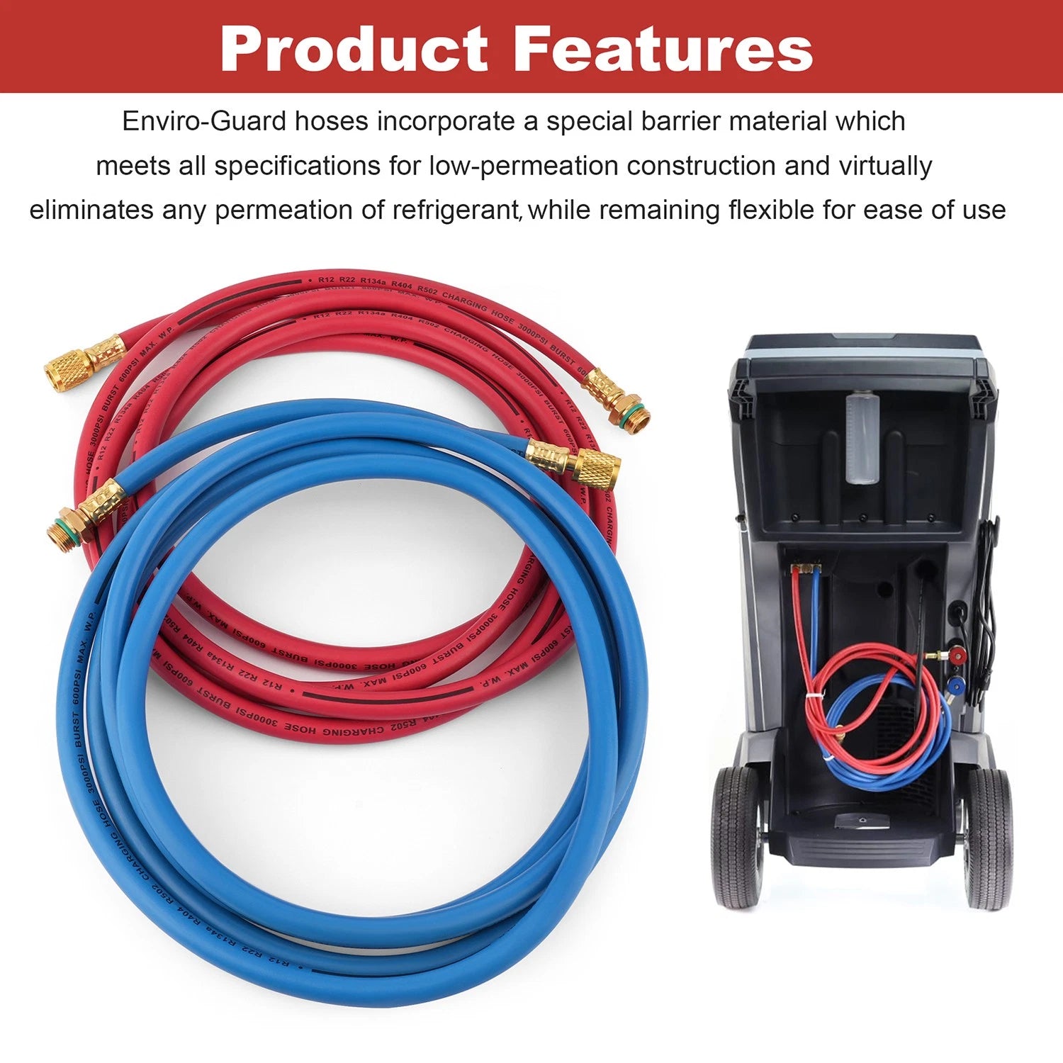 Set of 2 R-134a Enviro-Guard Hoses for Replacement 34722, 34788, 34288