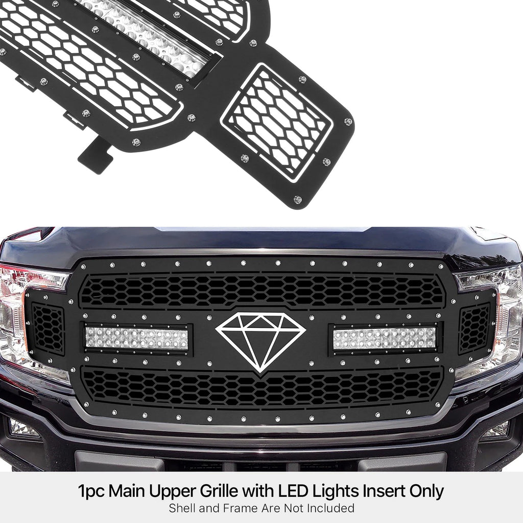 Upper Stainless Black Grille Insert for Ford F-150 (2018-2020)