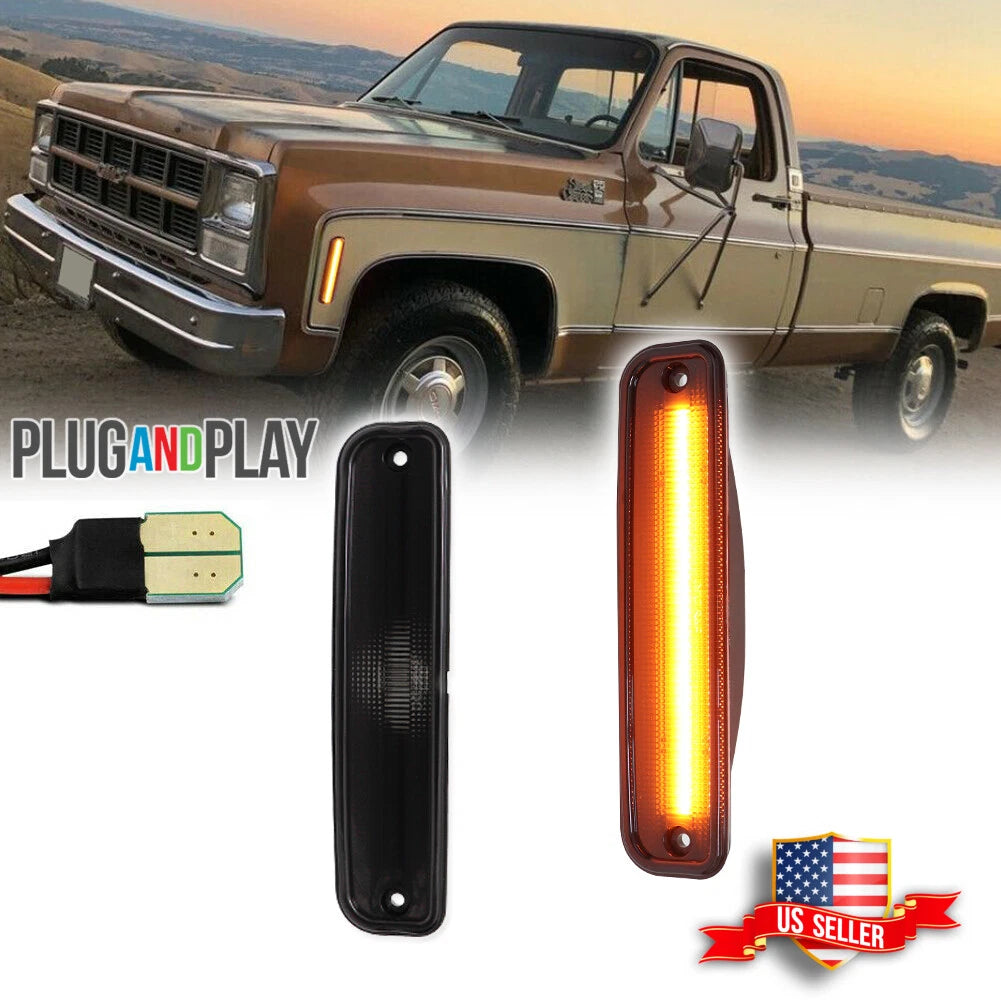 Smoked Amber LED Side Marker Lights for GMC Chevy Pickup Blazer Suburban (1973–1980)