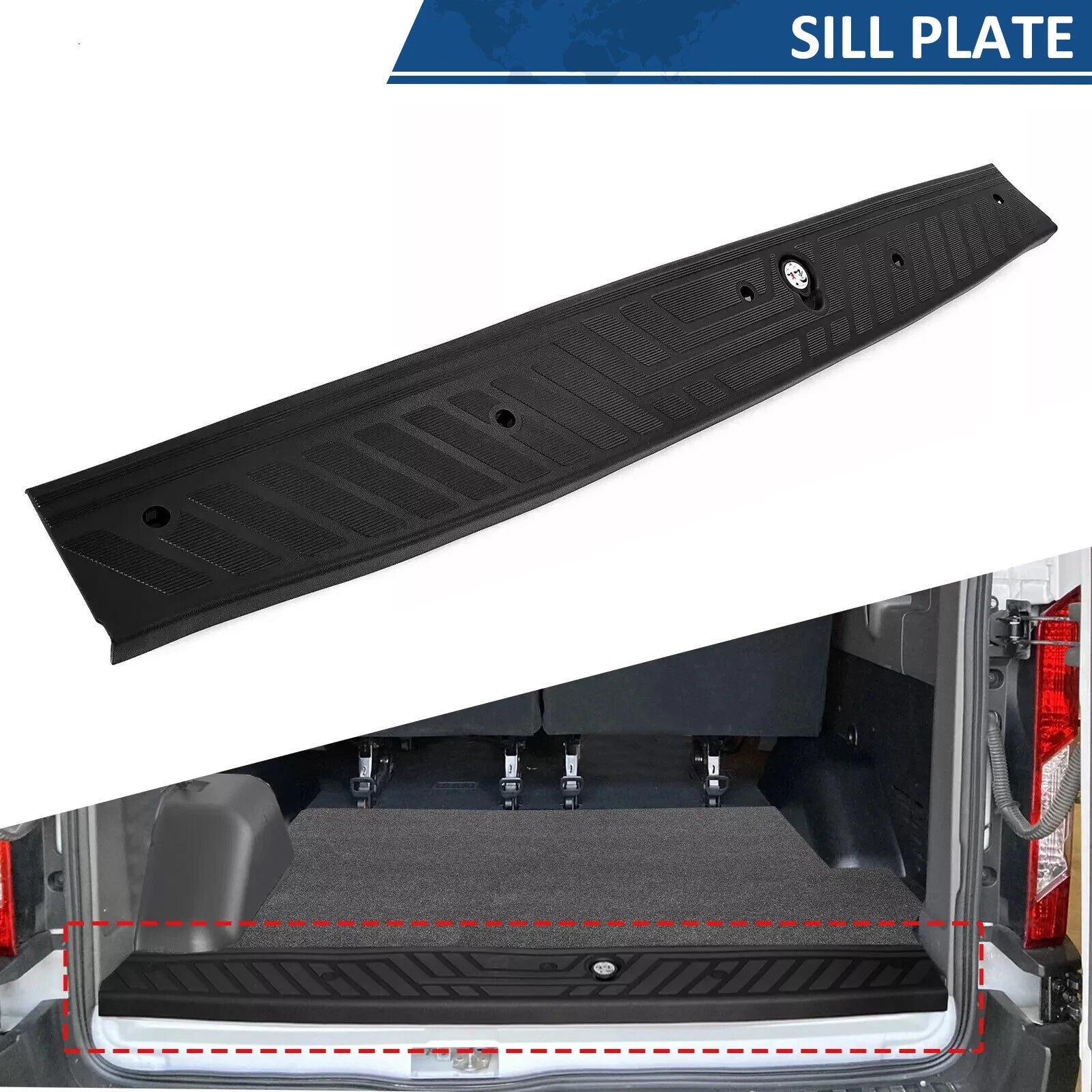 Rear Door Plate Panel Step Bumper Pad for Ford Transit-150/250/350/350HD (2015–2025)