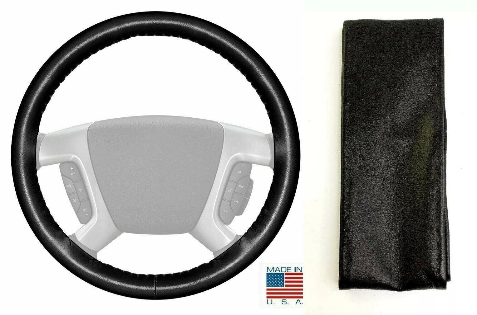 Genuine Leather Steering Wheel Cover Stitch for Ford Chevy (2005–2015)