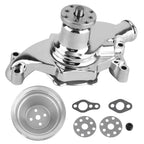 Water Pump Kit Chrome for Chevy 350 V8 SBC (1955–1985) High Volume 2 Groove
