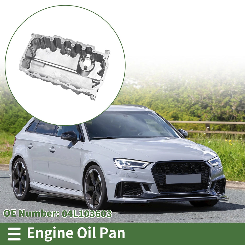 1 Pc No.04L103603 Engine Oil Pan for Audi A3 (2012–2020) Aluminum Silver