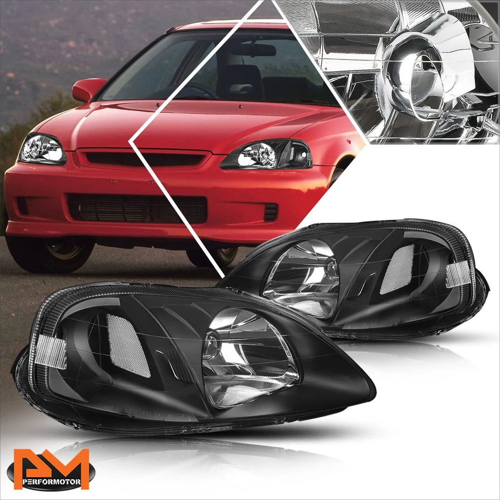 Black Housing Headlight Clear Corner Signal Lamp for Honda Civic EJ/EM/EK (1999–2000)