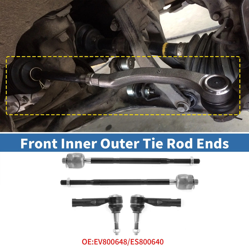 Set of 4 Front Inner Outer Tie Rod End Links for Chevrolet Equinox (2010–2017) No.EV800648