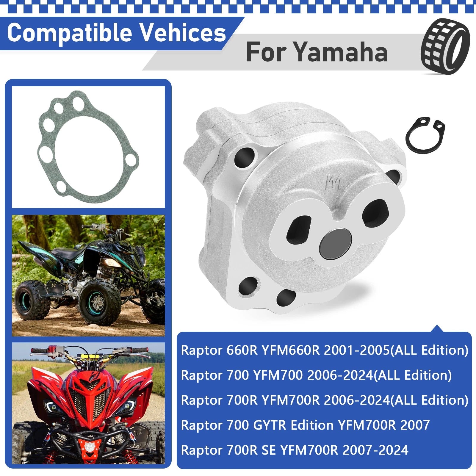 Oil Pump 5LP-13300-00-00 with Gasket for Yamaha Raptor 700R (2006–2024)