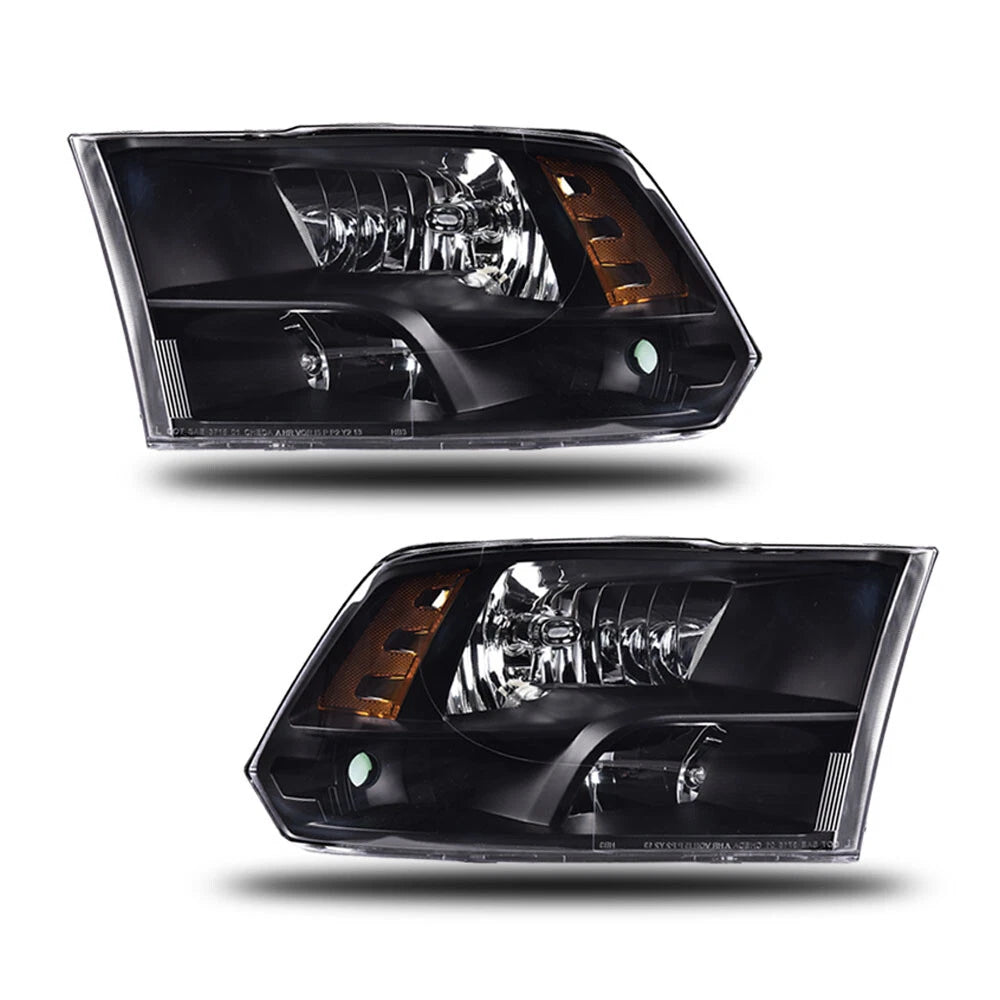 Black Housing Headlight Assembly for Dodge Ram 1500 2500 3500 (2009–2018)