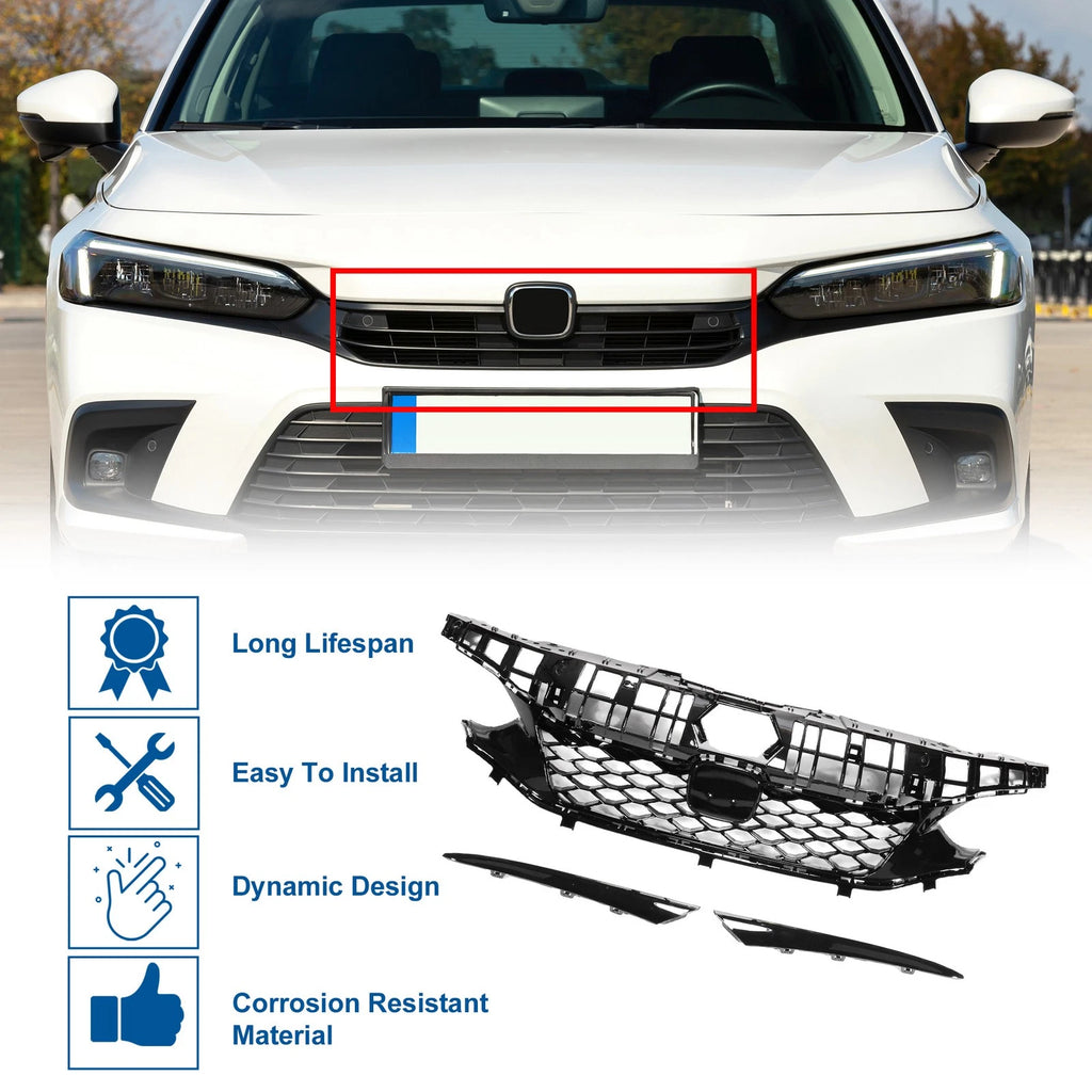 Front Upper Hood Bumper Grille for Honda Civic (2022–2024) Type-R Style