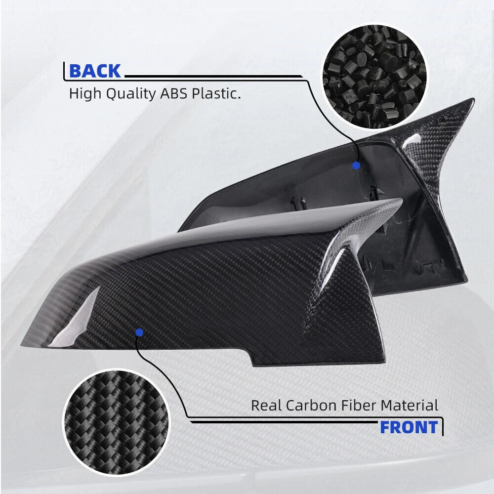 2X Carbon Fiber Side Mirror Cover Caps for BMW F20 F21 F30 F32 F36 X1 M2