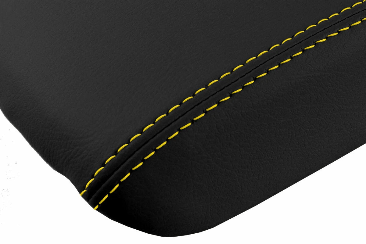 Leather Console Lid Armrest Cover for Honda Civic (2006–2011) Yellow Stitch