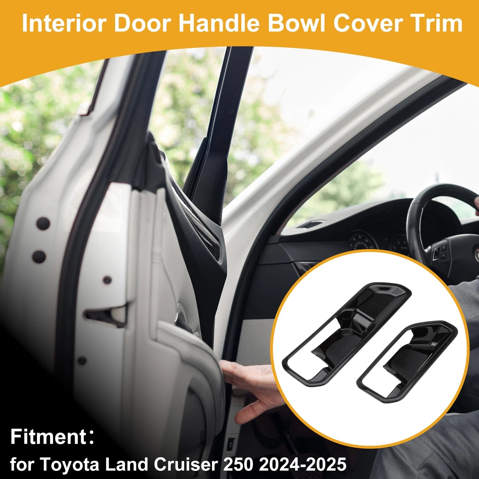 Interior Door Handle Bowl Cover Trim for Toyota Land Cruiser 250 (2024–2025) Black
