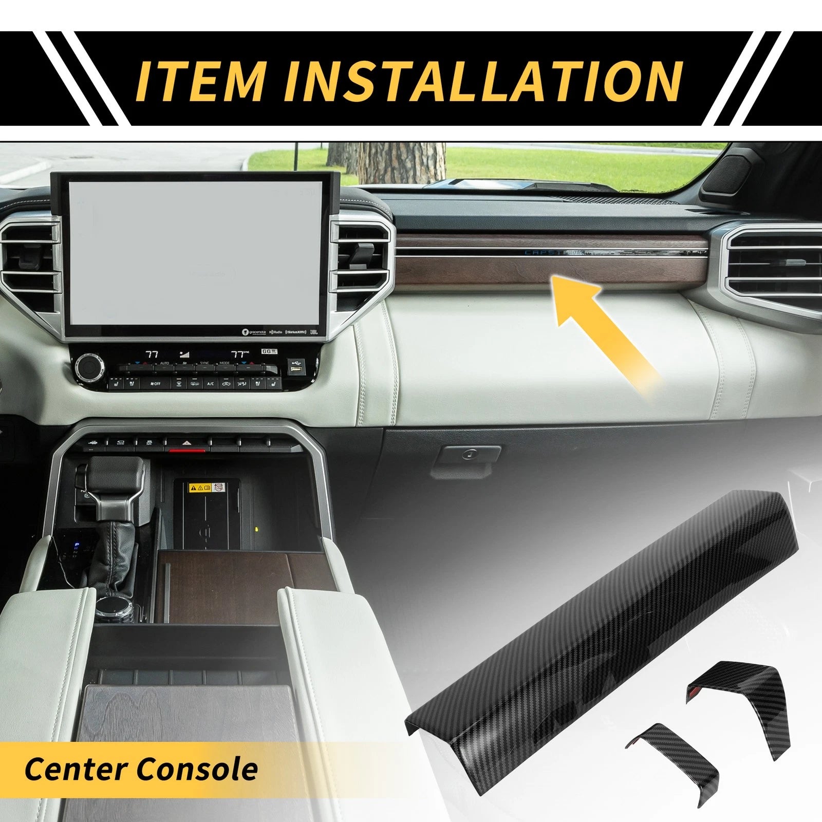 Set of 1 Carbon Fiber Pattern Instrument Strip Cover for Toyota Tundra (2022–2024)