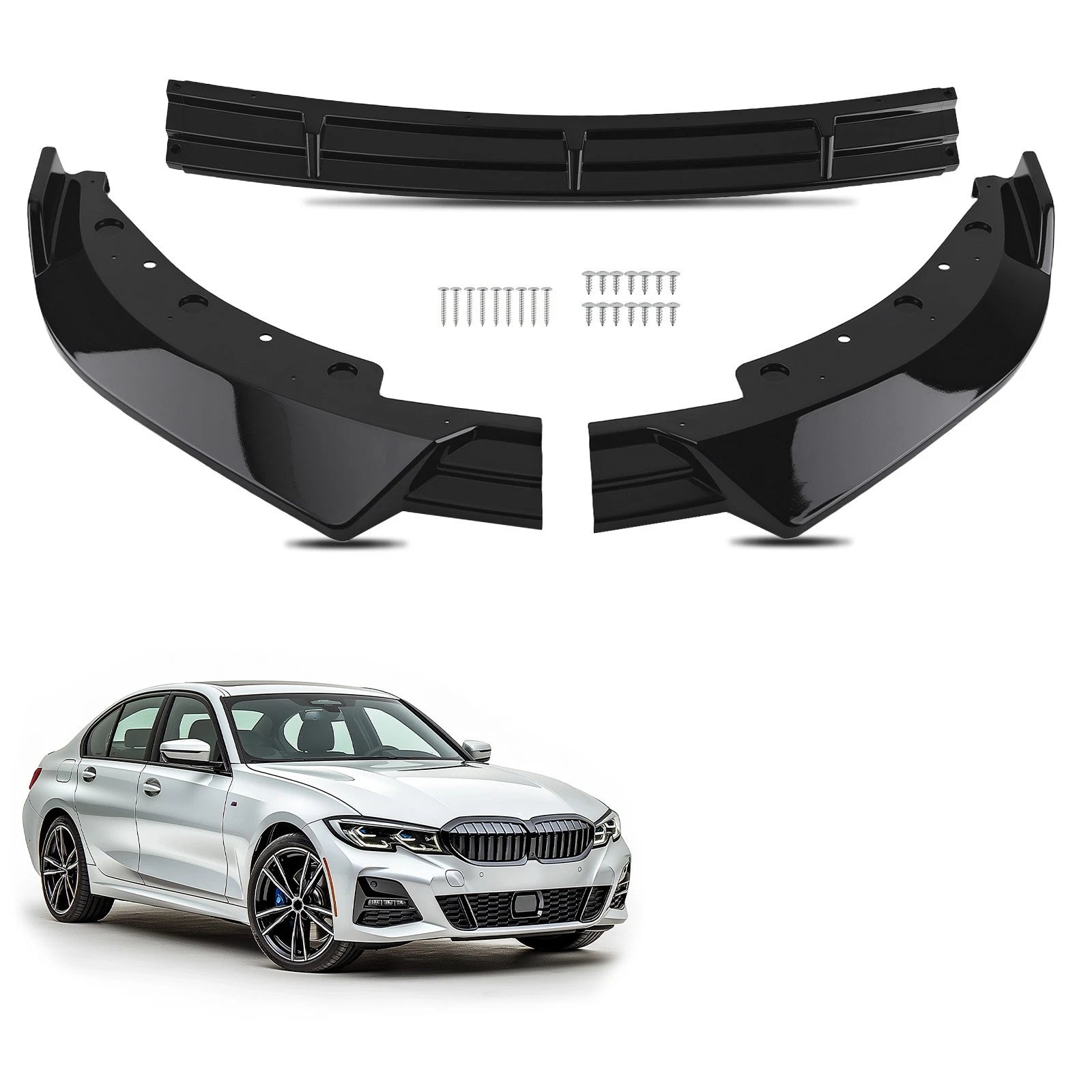 Front Bumper Lip for BMW 3 Series G20 (2019-2022) Gloss Black