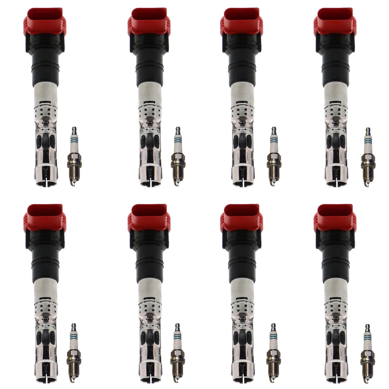 Set of 8 Ignition Coils & Iridium Spark Plugs for Audi A8 Quattro (2004–2009)