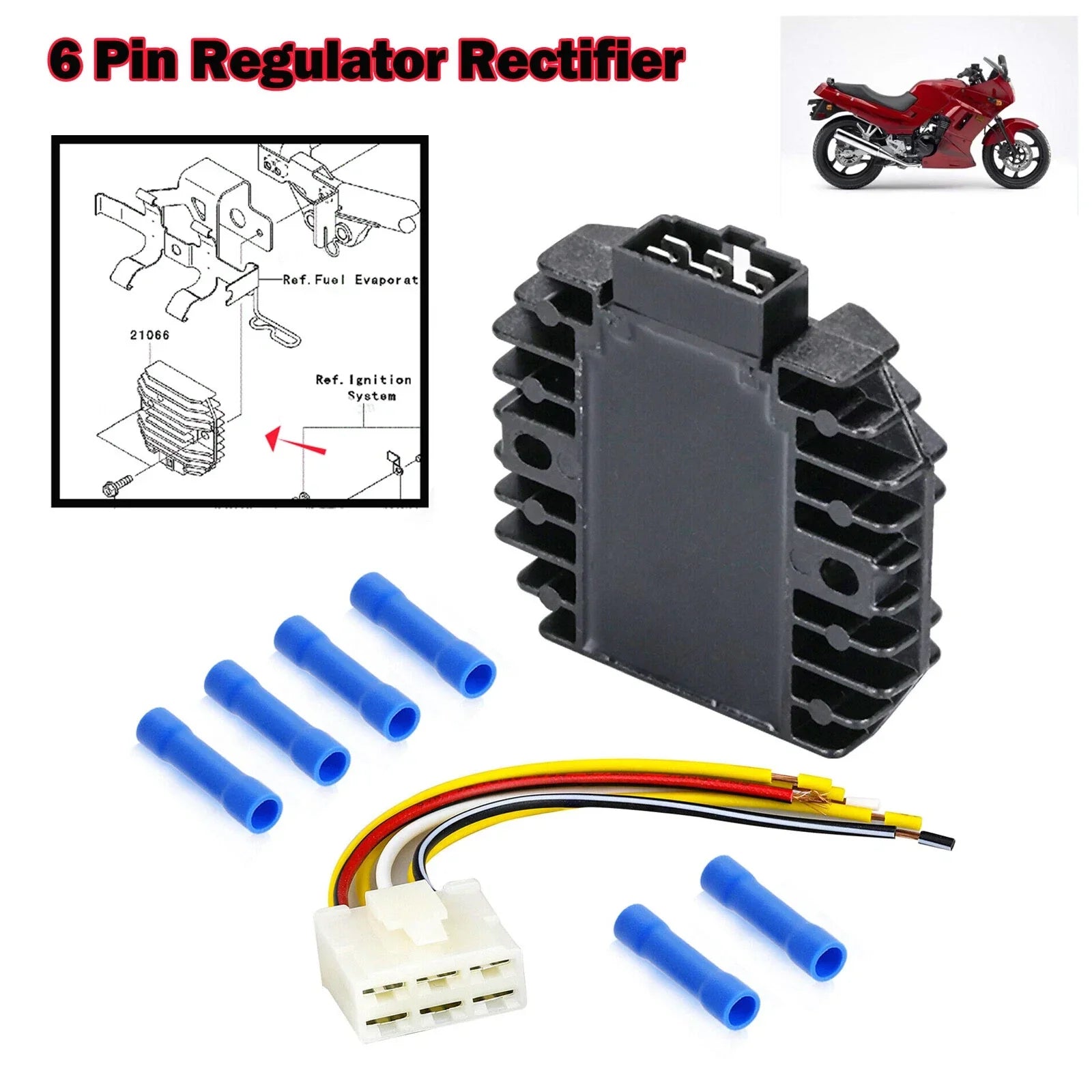 Regulator Rectifier & Plug for Kawasaki EX250 Ninja 250R (2008–2012)
