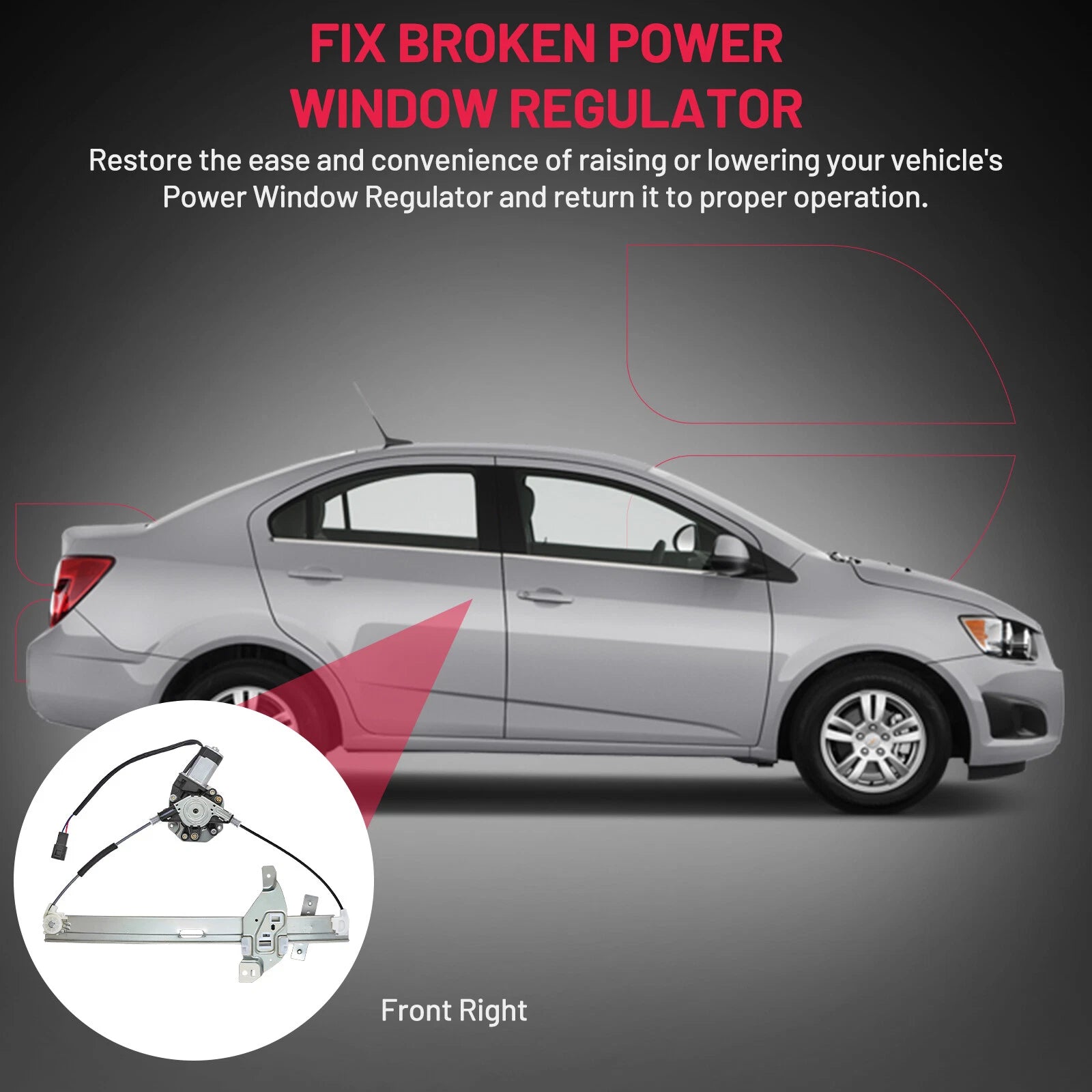 Power Window Regulator with Motor for Chevy Impala (2006–2009)