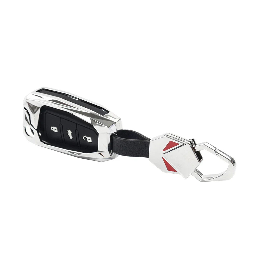 Silver 3-Button Key Fob Case Shell Cover for Audi A8 Quattro (2006-2010)