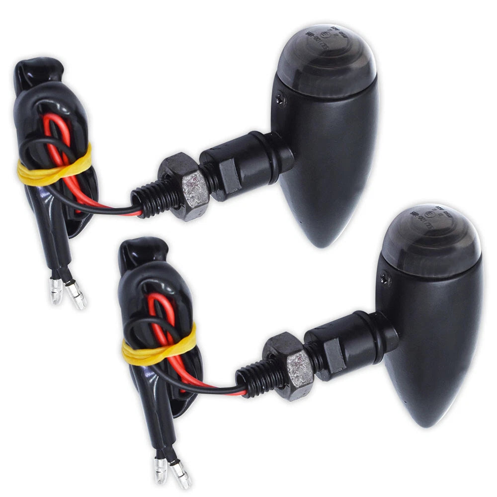 2X Black Mini Bullet Turn Signals for Motorcycle