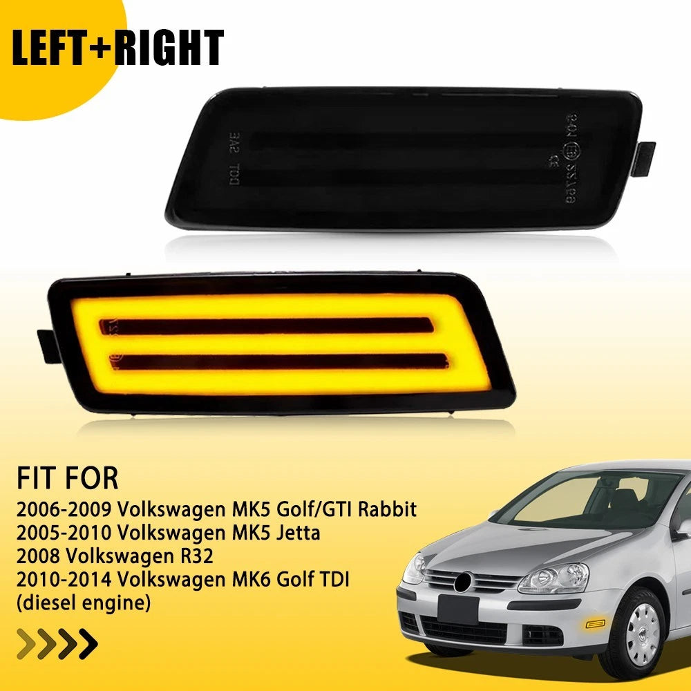 Smoked LED Front Side Marker Lights for VW Golf Rabbit GTI (2006–2009)