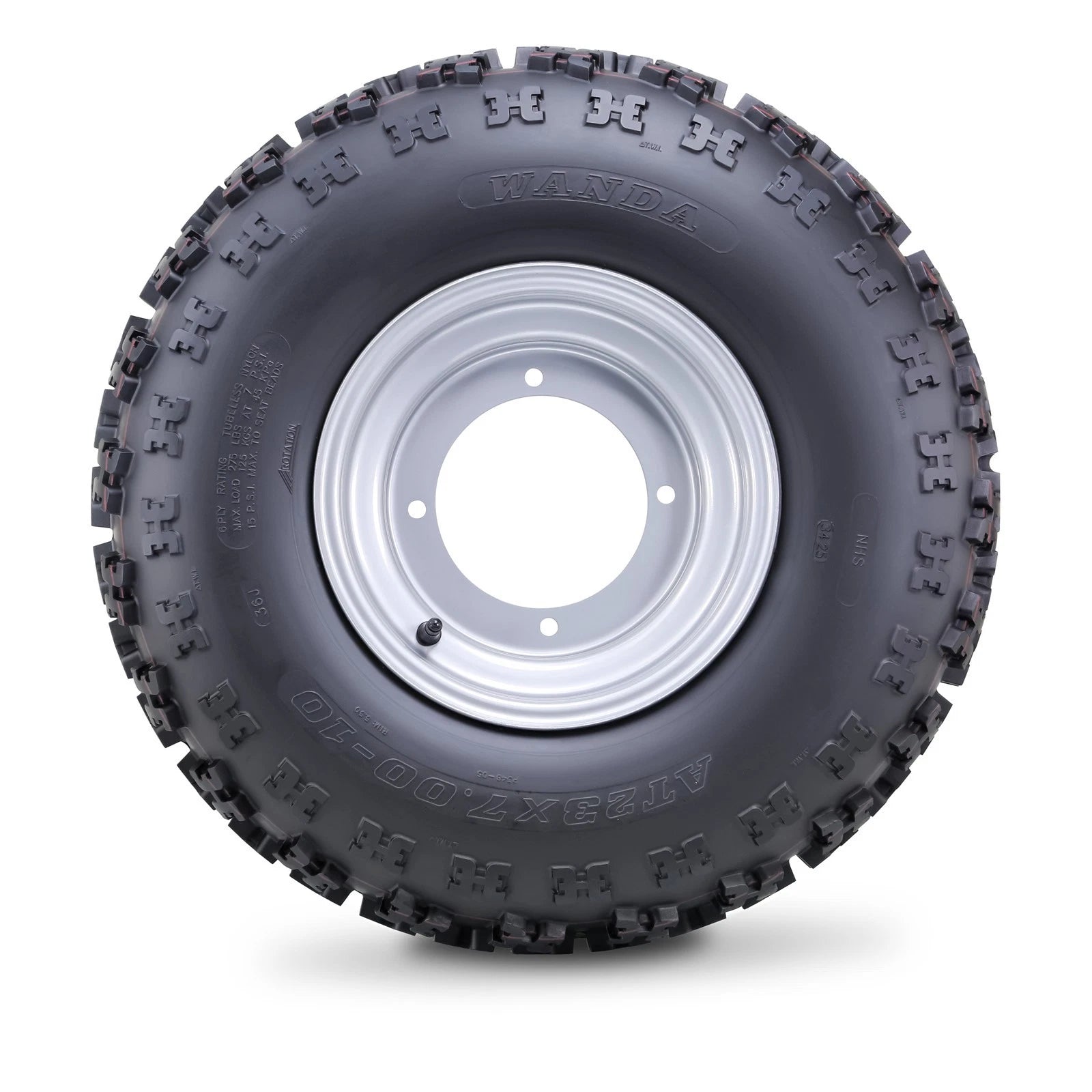 2 Wanda ATV Tires 23X7-10 with 4x156mm PCD 2+3 Offset Silver Wheels (10063)