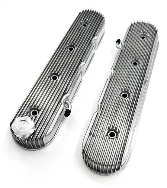 Polished Finned Valve Covers for Holley LS Chevy Engines (LS1 LS2 LS3)