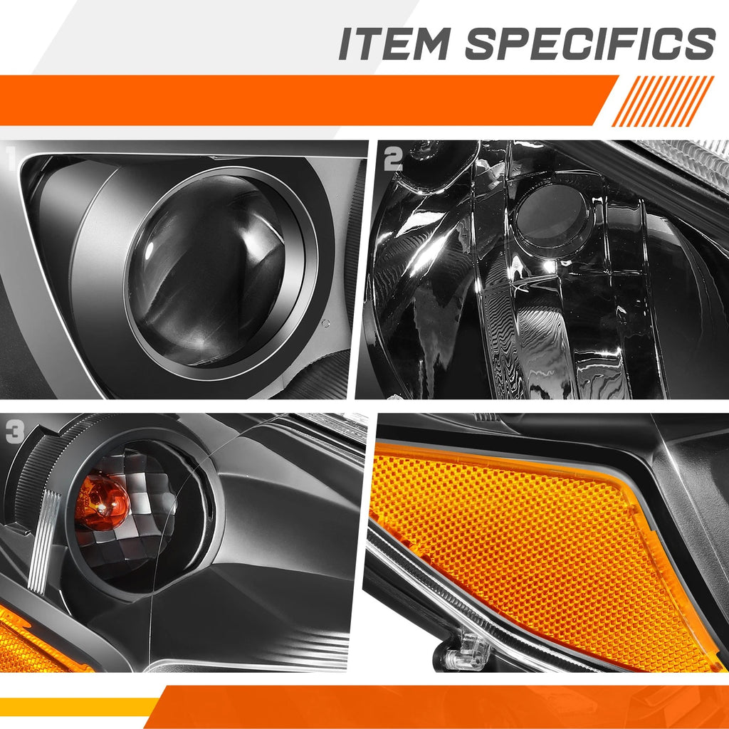 Set of 2 Carbon Fiber Housing Headlights for Chevy Avalanche Silverado (2003–2007)