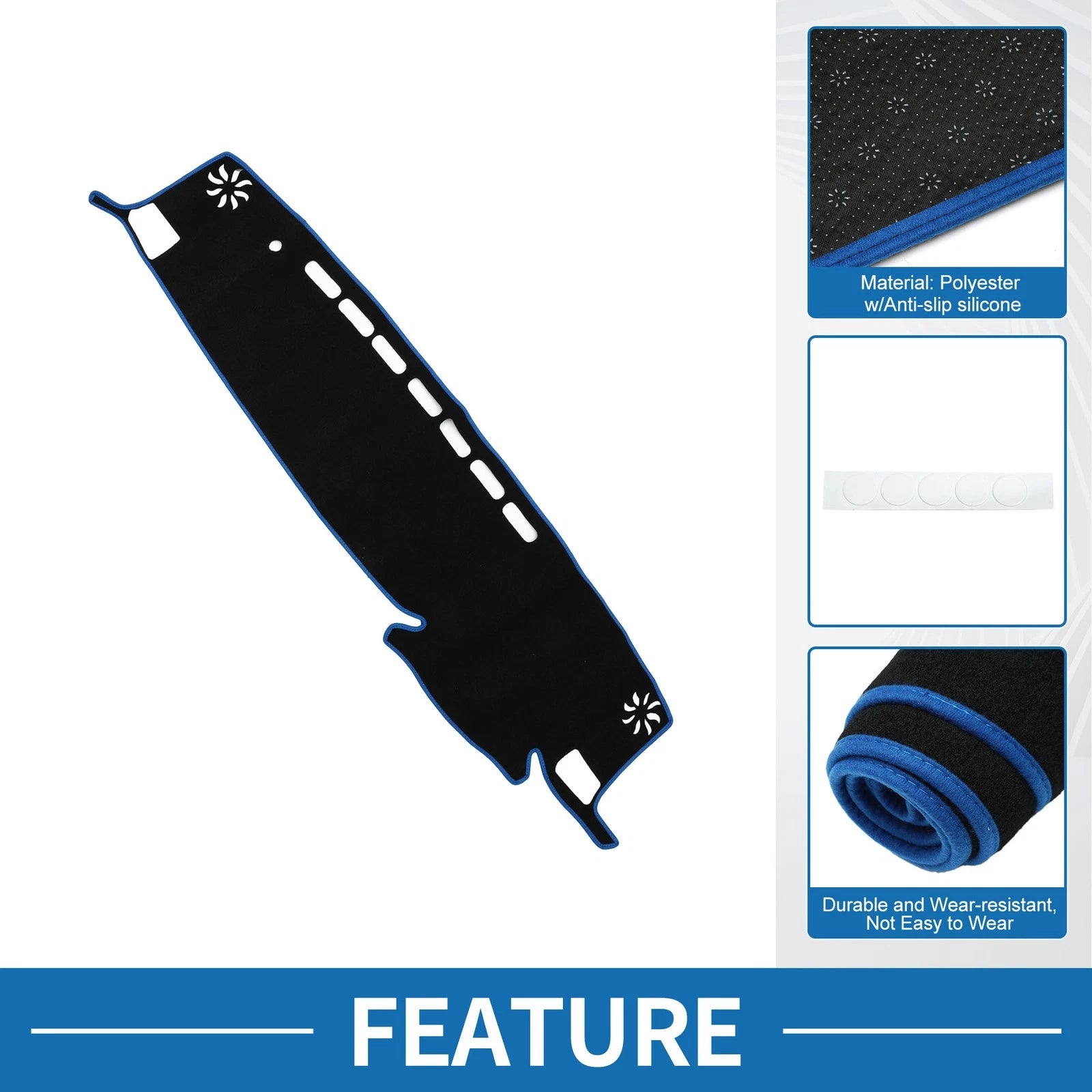 Dashboard Dash Cover Mat for Toyota Highlander (2021–2024) Black Blue
