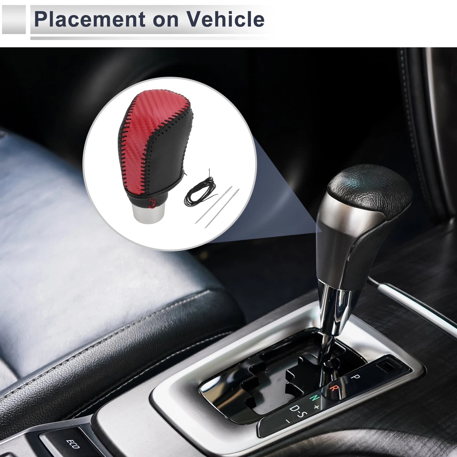 Gear Shift Knob Cover for Toyota Camry (2019–2022) Red Carbon Fiber Black