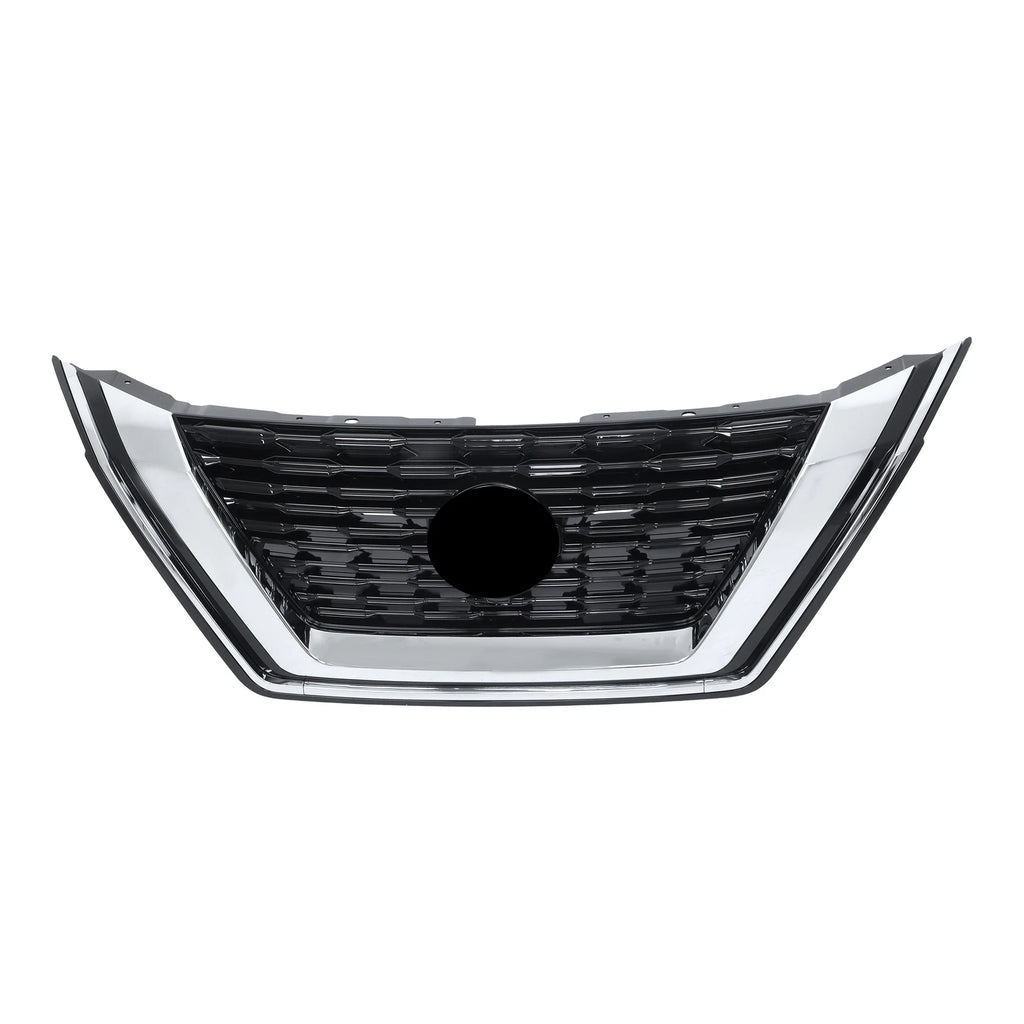 Front Upper Bumper Grill for Nissan Rogue (2021–2023) Black W/O Camera Hole