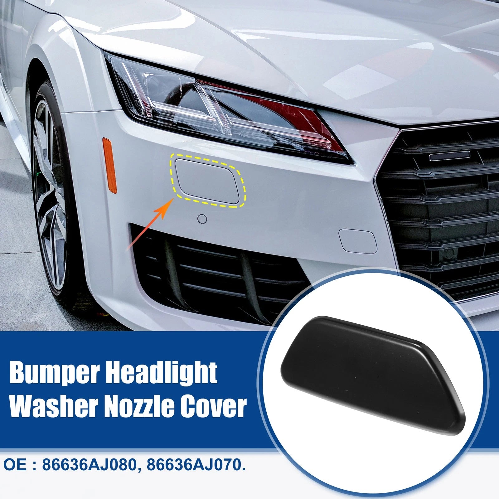 Front Right Headlamp Washer Nozzle Cap for Subaru Forester (2014–2018) 703820364146 Glossy Black