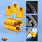 Set of 4 Gold Aluminum Tire Stem Caps 17mm Piston Style Valve Covers