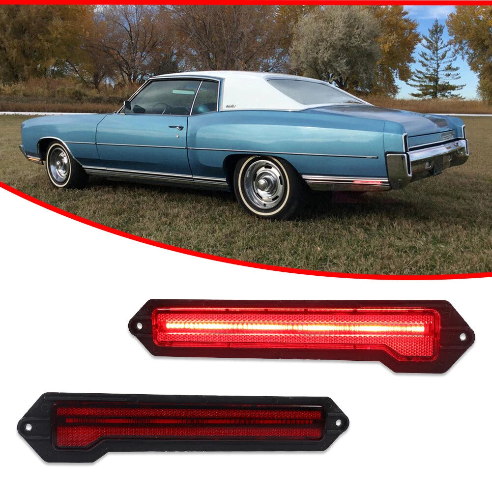2X Red Lens LED Rear Bumper Side Marker Lights for Chevrolet Monte Carlo (1970–1972)