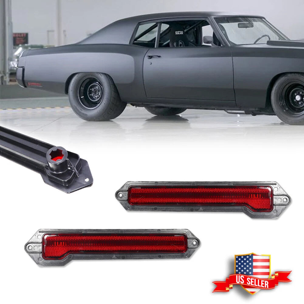2X Red Lens Rear Bumper Side Marker Lights for Chevrolet Monte Carlo (1970–1972)