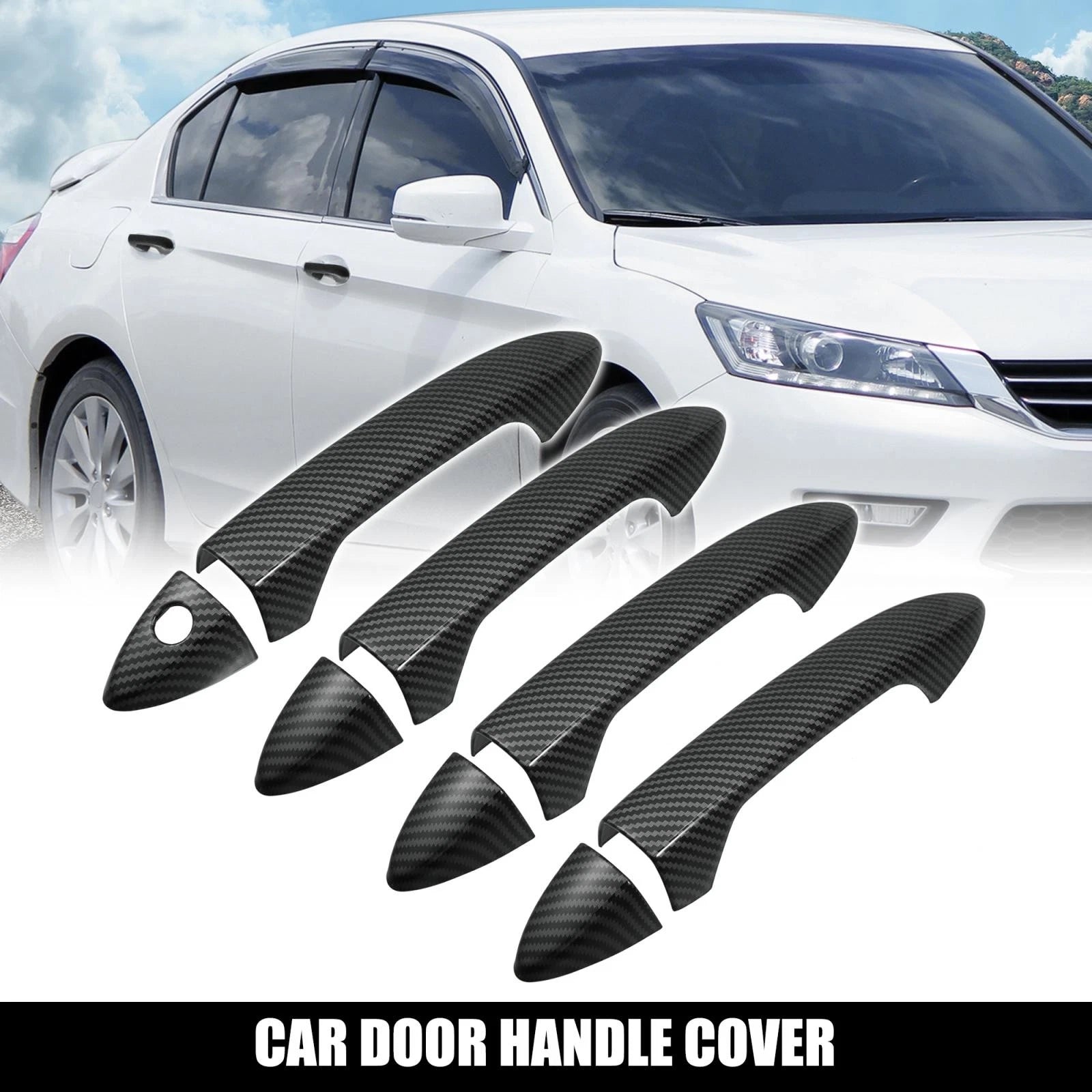 Set of 2 Door Handle Covers for Honda Accord, Honda Pilot (Carbon Fiber)