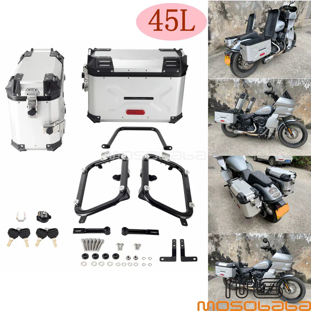 Aluminum Saddlebags Luggage w/Brackets for Harley Softail FXBB FXBBS (2018-2023)