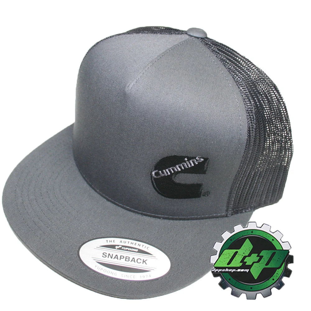 Cummins Charcoal Black Mesh Snapback Hat Cap Flat Bill
