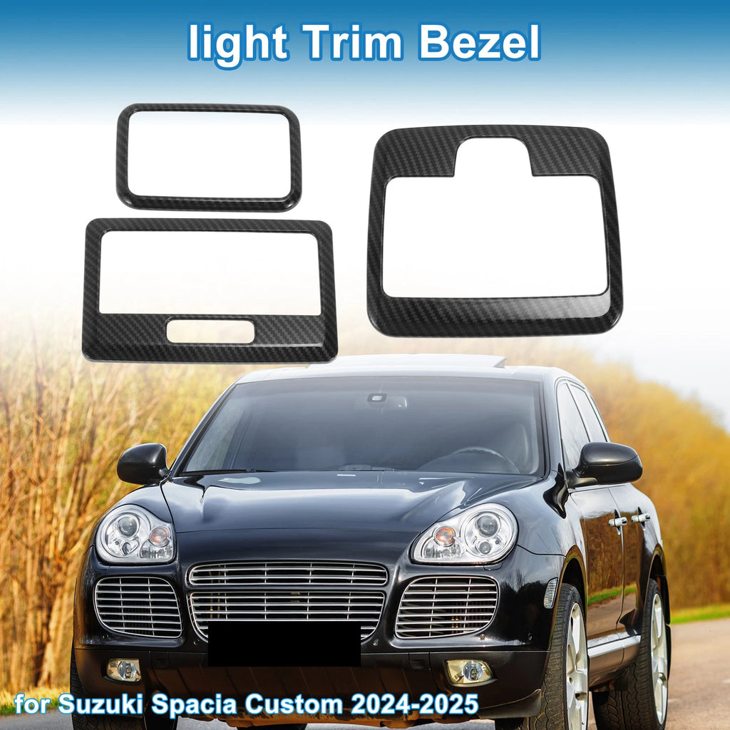 Light Trim Bezel Set for Suzuki Spacia Custom (Carbon Fiber, Black)