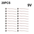 20pcs T Type 9V Snap Clip Connector with Cable - Black Hard Shell