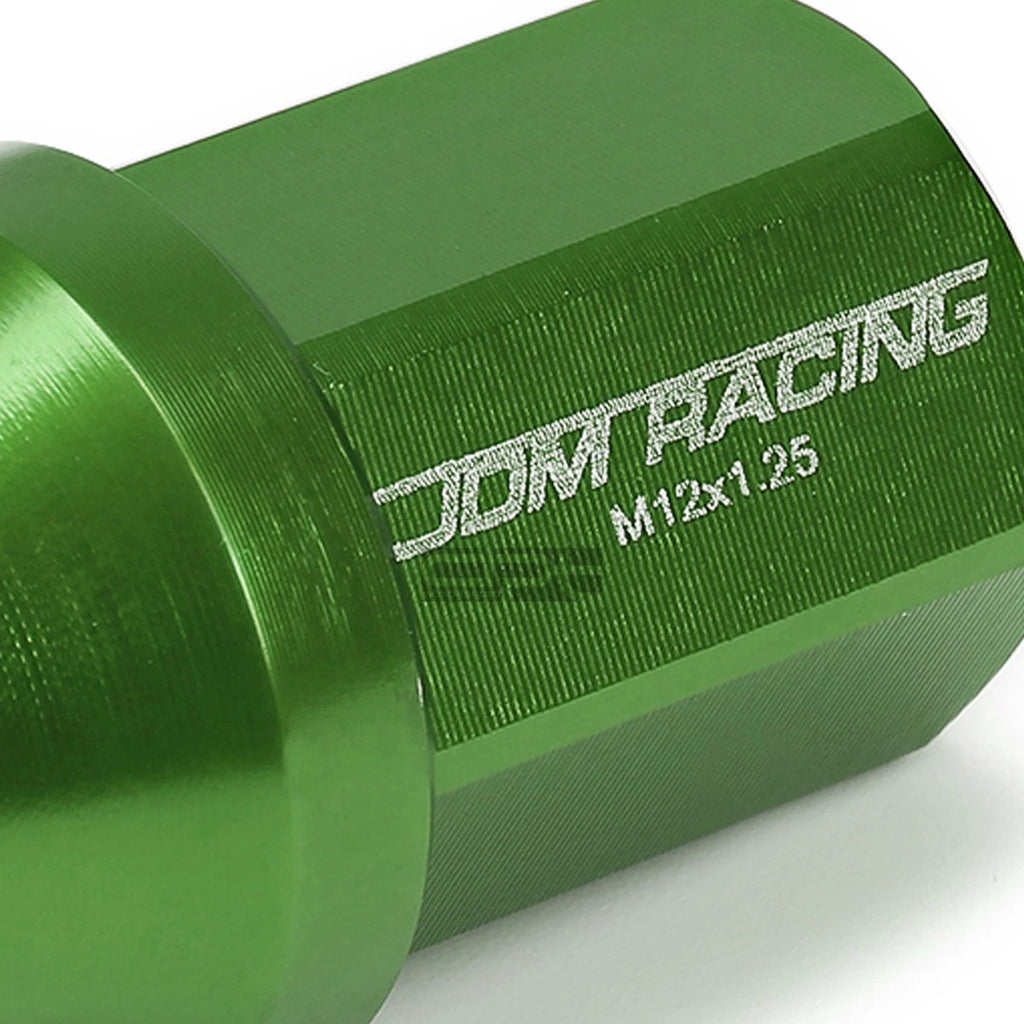 20 PCS Closed End M12x1.25 35mm Tall Green Aluminum Lug Nuts for JDM Vehicles