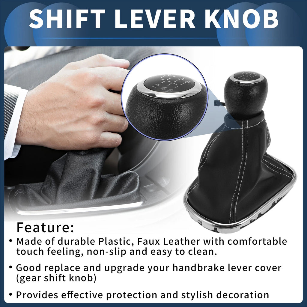 6 Speed Gear Shift Knob with Cover for Chevrolet Cruze (2010–2015) Black Faux Leather