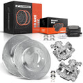 Set of 8 Rear Drilled Brake Rotors, Pads & Calipers for Ford Fusion, Mazda 6