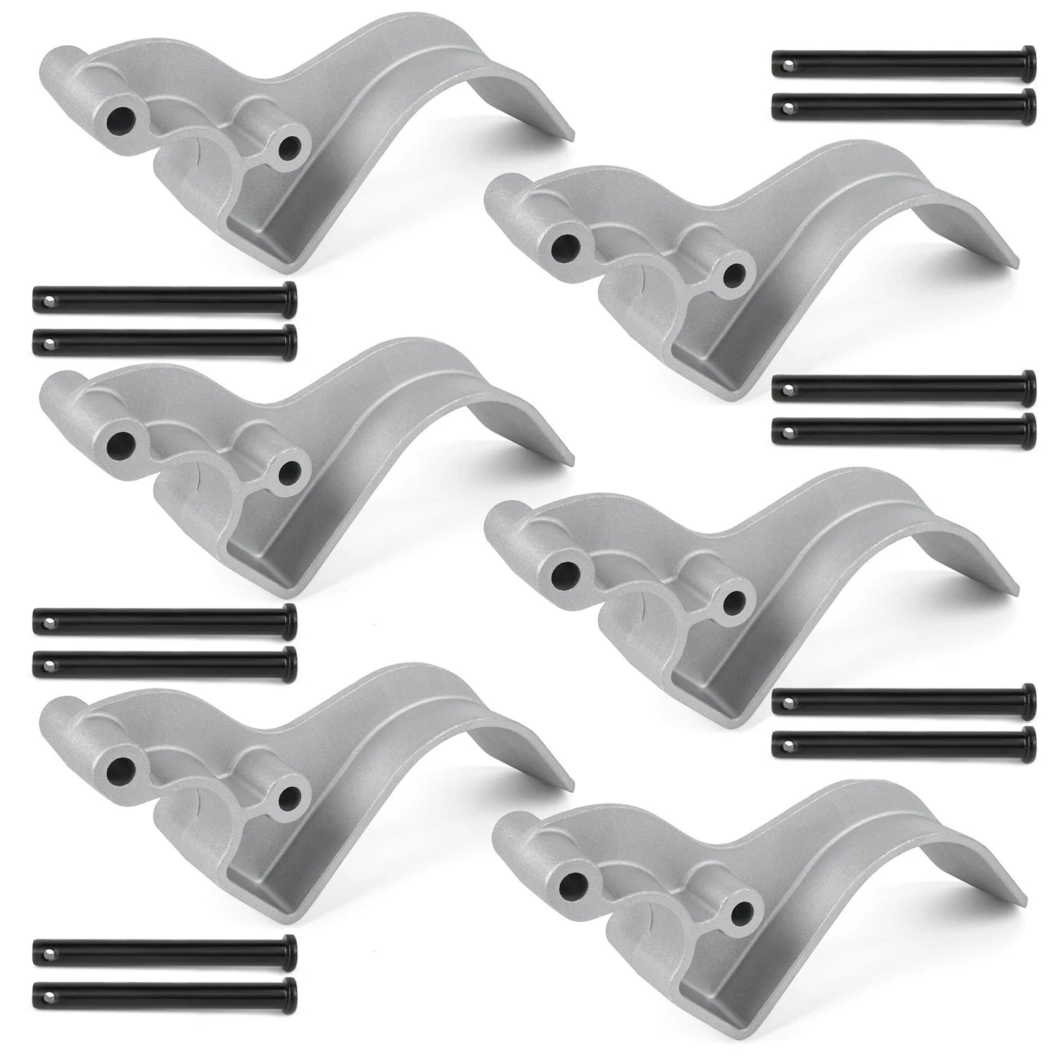 Set of 6 Easy-Off Aluminum Tarp Stops with 12 Clevis Pins for Tarp Use