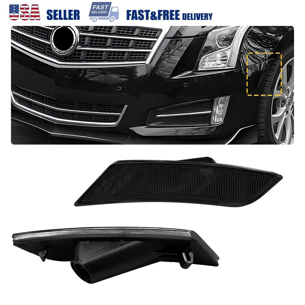 2X Smoke Front Side Marker Light Housings for Cadillac ATS (2013–2014) & XT5 (2017–2024)