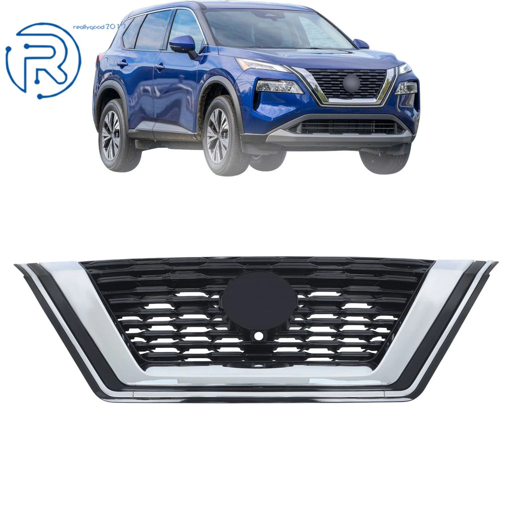 Polished Chrome Front Upper Grill with Camera Slot for Nissan Rogue (2021–2023)